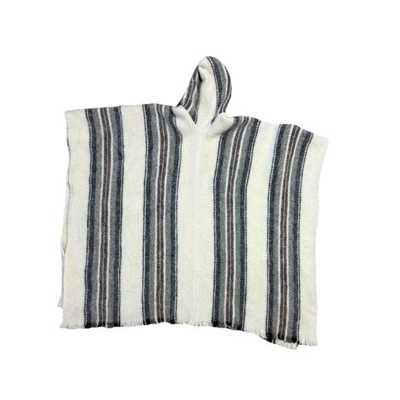 Genuine Alpaca Wool Poncho Warm Coat Sweater Jacket Peru Blanket Hooded One Size - Picture 6 of 6